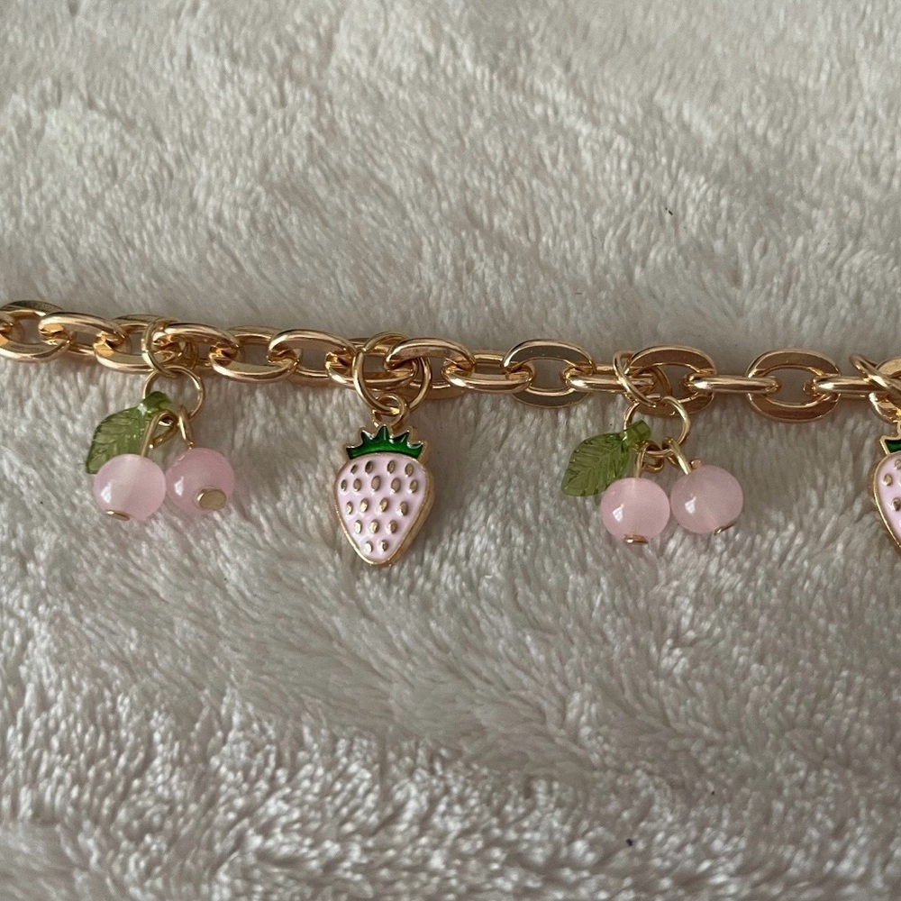 Gold Chain Cherries 🍒 and strawberries 🍓 handbag charm